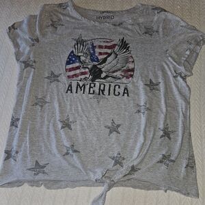 Hybrid Apparel Gray America Eagle Short Sleeve Tee with Stars